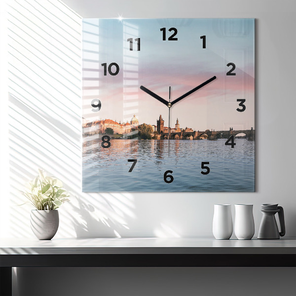 Square wall clock Charles Bridge in Prague