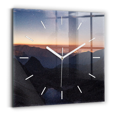 Square wall clock Mountains at sunset
