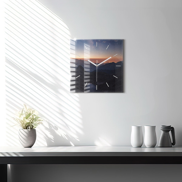 Square wall clock Mountains at sunset