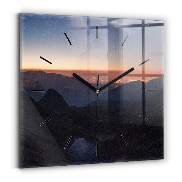 Square wall clock Mountains at sunset