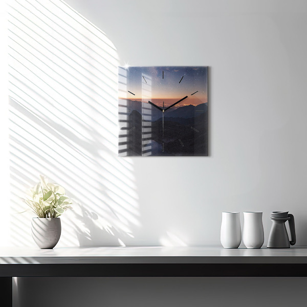 Square wall clock Mountains at sunset