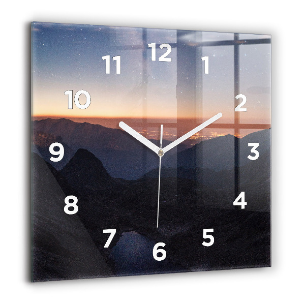 Square wall clock Mountains at sunset