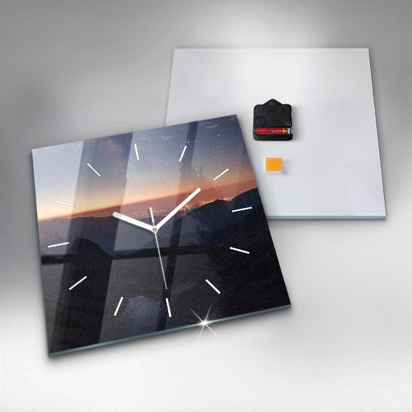 Square wall clock Mountains at sunset