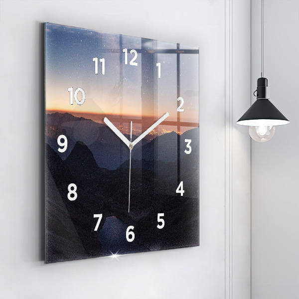 Square wall clock Mountains at sunset