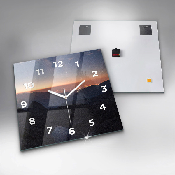 Square wall clock Mountains at sunset