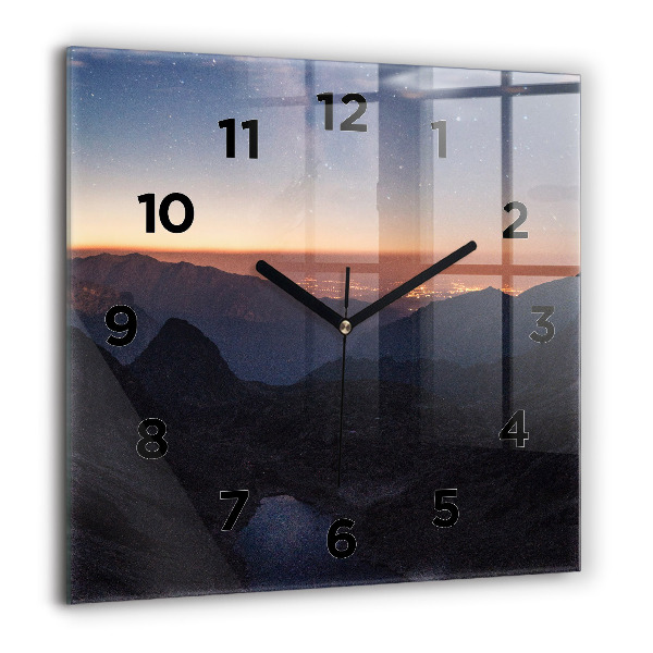 Square wall clock Mountains at sunset