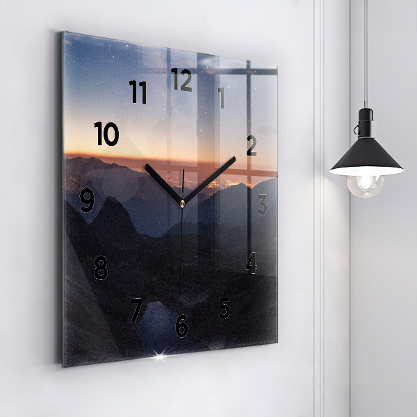 Square wall clock Mountains at sunset