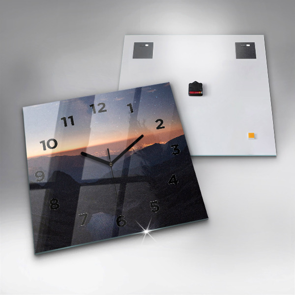 Square wall clock Mountains at sunset