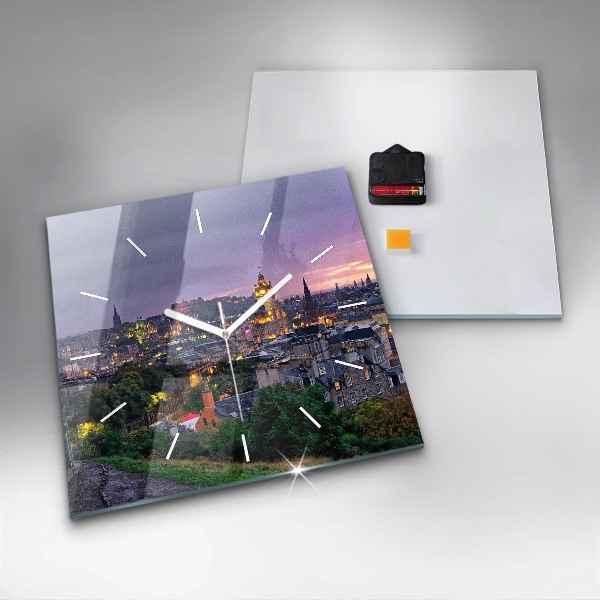 Square wall clock Edinburgh from Calton Hill