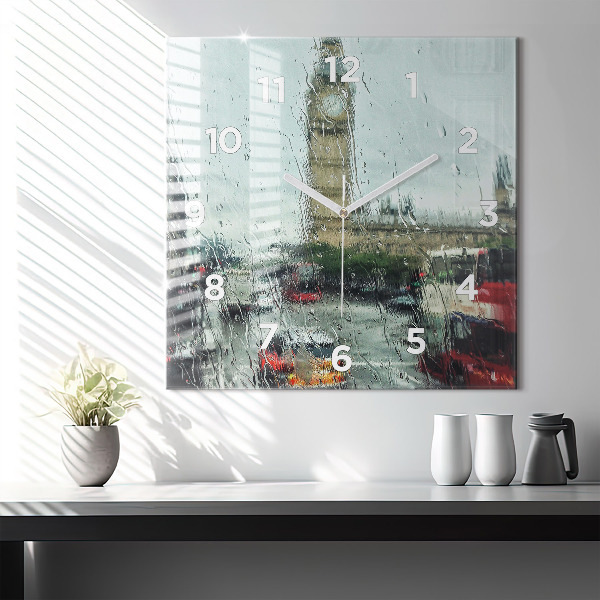 Square wall clock Rainy London