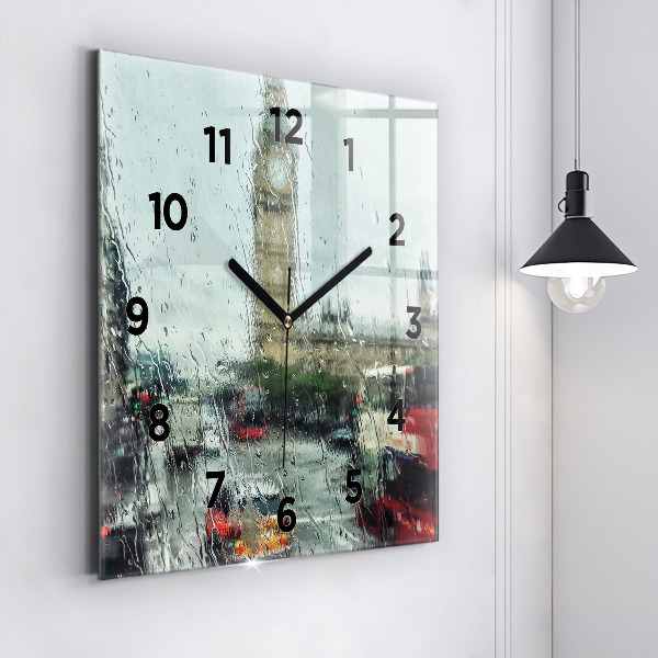 Square wall clock Rainy London