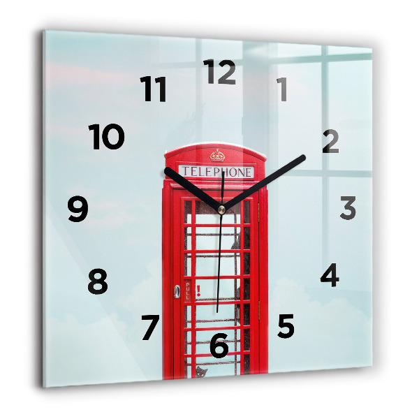 Square wall clock Public phone