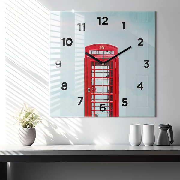 Square wall clock Public phone