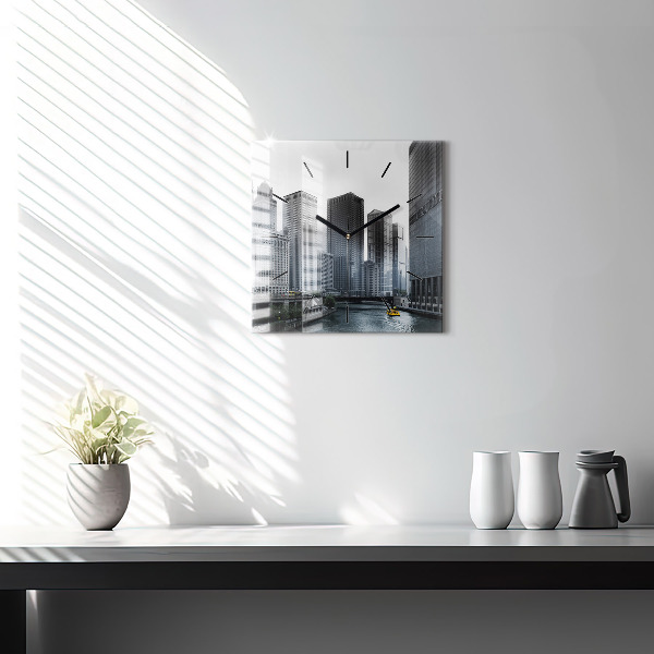 Square wall clock City panorama