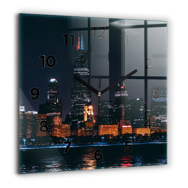 Square wall clock Chicago Cityscape