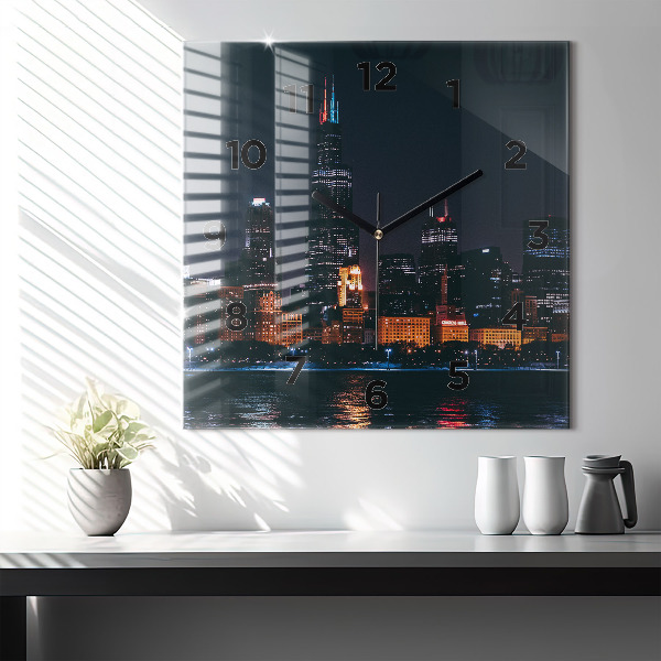 Square wall clock Chicago Cityscape