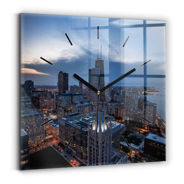 Square wall clock Photo of Chicago