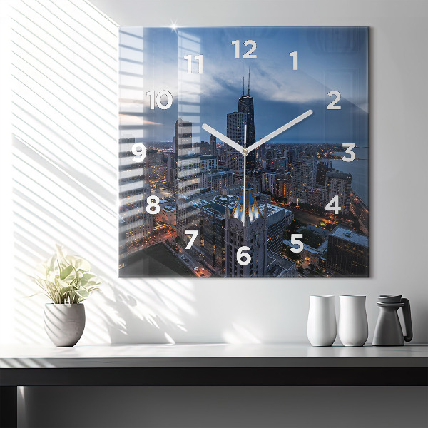 Square wall clock Photo of Chicago