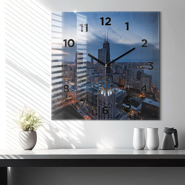 Square wall clock Photo of Chicago