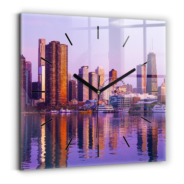 Square wall clock View of the skyscrapers of the USA