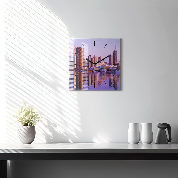 Square wall clock View of the skyscrapers of the USA