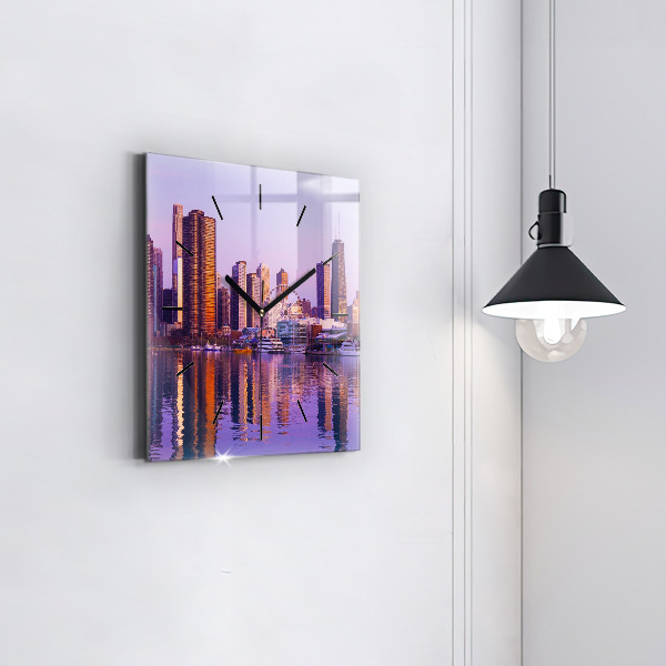 Square wall clock View of the skyscrapers of the USA