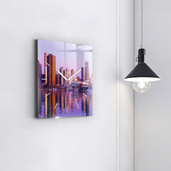 Square wall clock View of the skyscrapers of the USA