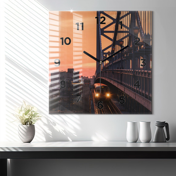 Square wall clock Benjamin Franklin Bridge