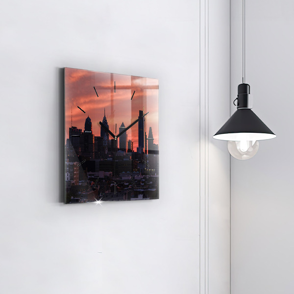Square wall clock Philadelphia City Skyline
