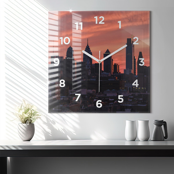 Square wall clock Philadelphia City Skyline