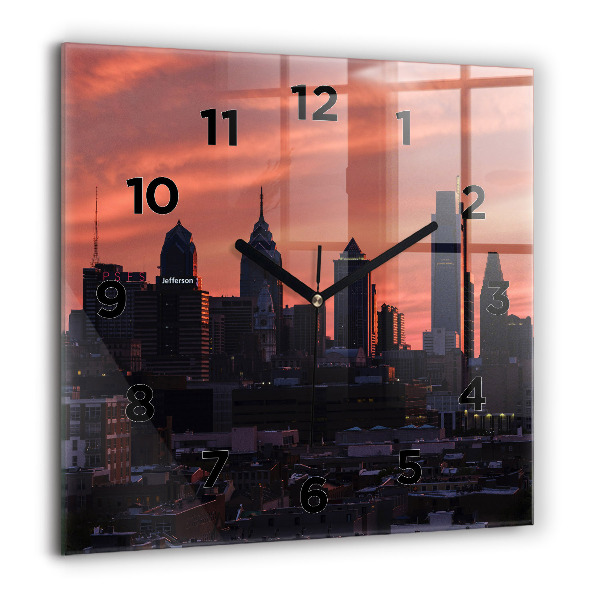 Square wall clock Philadelphia City Skyline