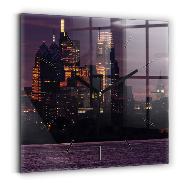 Square wall clock Philadelphia City Skyline