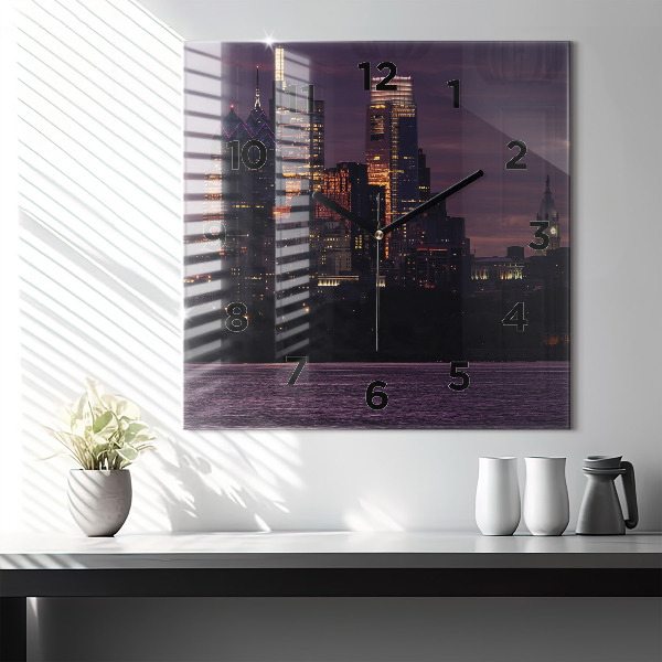 Square wall clock Philadelphia City Skyline