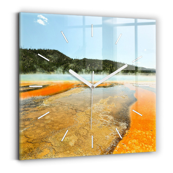 Square wall clock Lake with Mountains