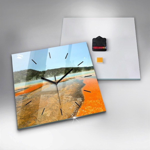 Square wall clock Lake with Mountains