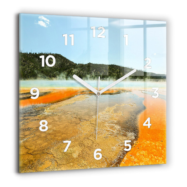 Square wall clock Lake with Mountains