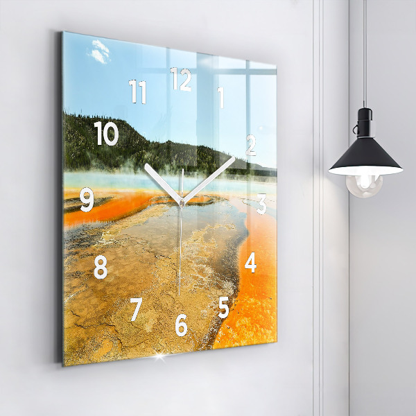 Square wall clock Lake with Mountains