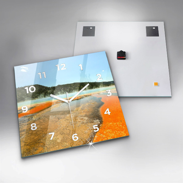 Square wall clock Lake with Mountains