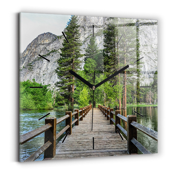 Square wall clock Yosemite Wooden Bridge