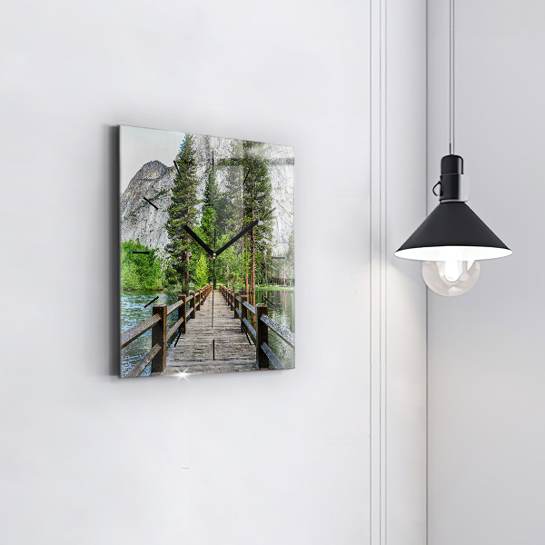 Square wall clock Yosemite Wooden Bridge