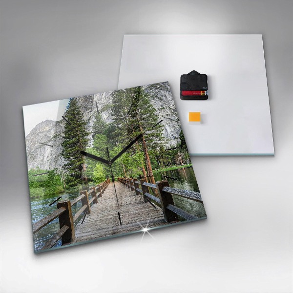 Square wall clock Yosemite Wooden Bridge