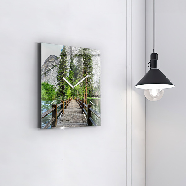 Square wall clock Yosemite Wooden Bridge
