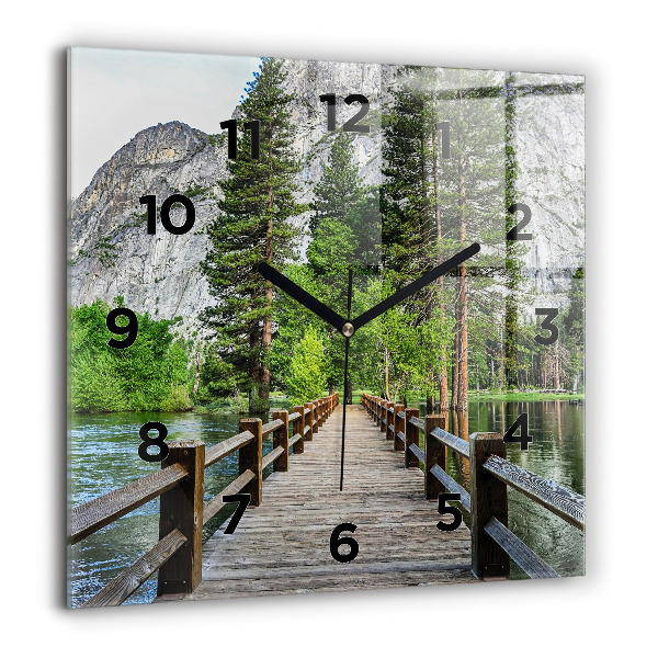 Square wall clock Yosemite Wooden Bridge