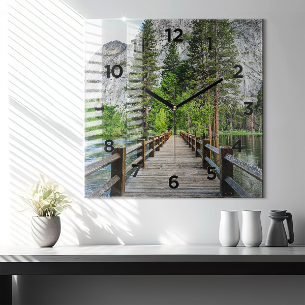 Square wall clock Yosemite Wooden Bridge