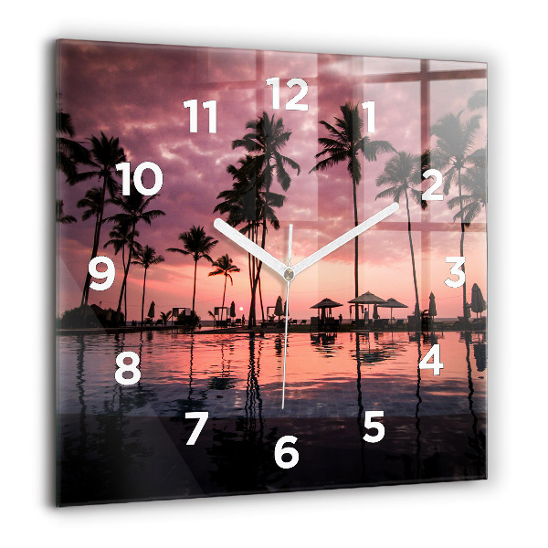 Square wall clock Palm trees in Hawaii