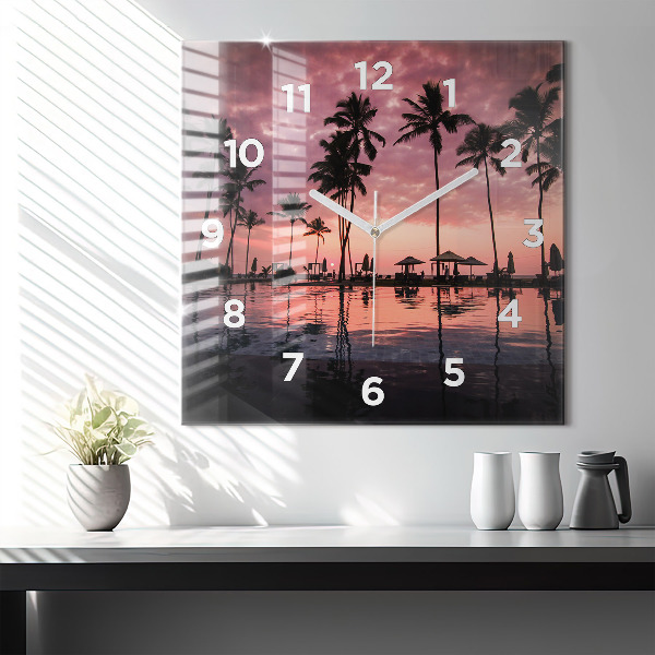 Square wall clock Palm trees in Hawaii