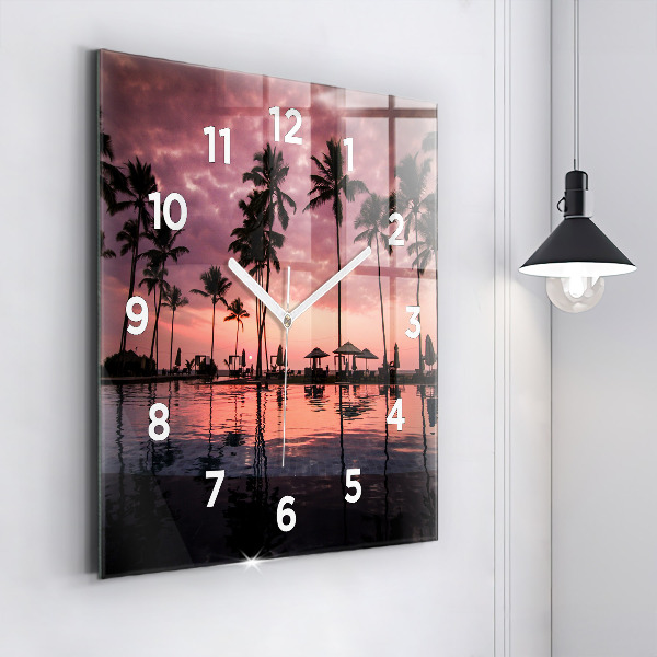 Square wall clock Palm trees in Hawaii