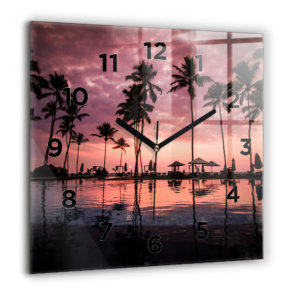 Square wall clock Palm trees in Hawaii