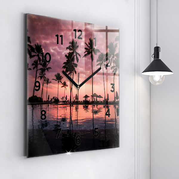Square wall clock Palm trees in Hawaii