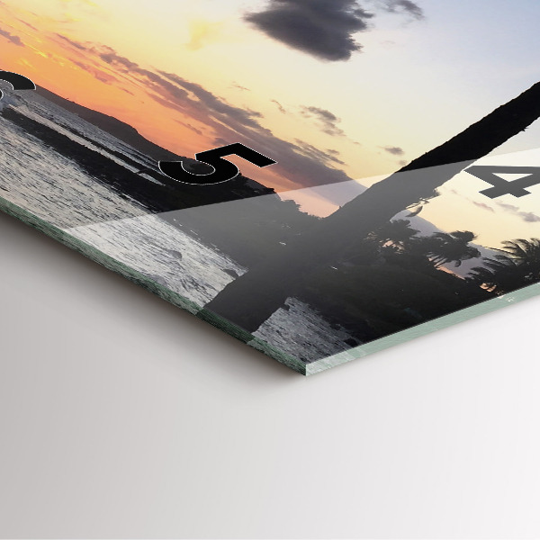 Square wall clock Palm tree and sunrise